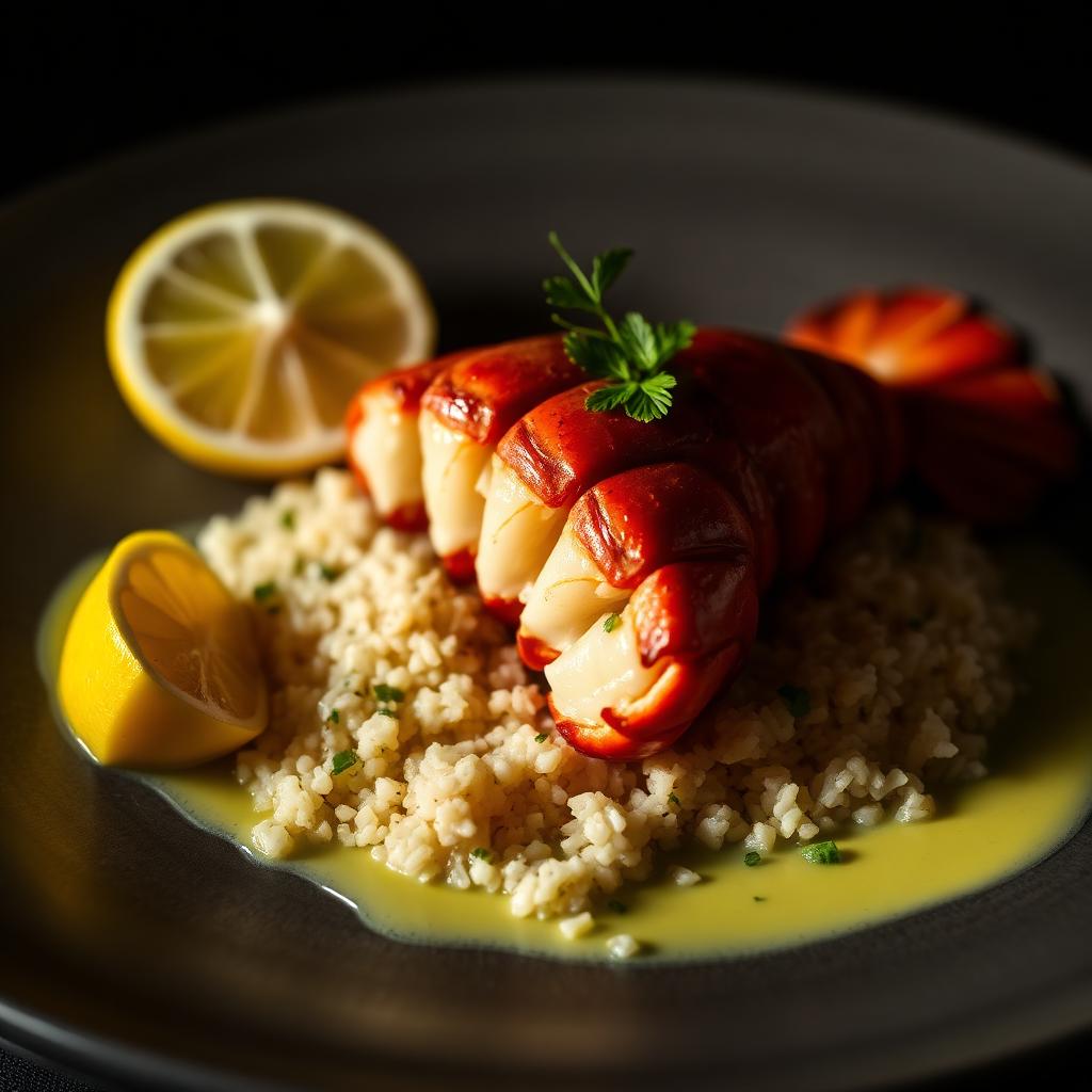 Half lobster tail with rice